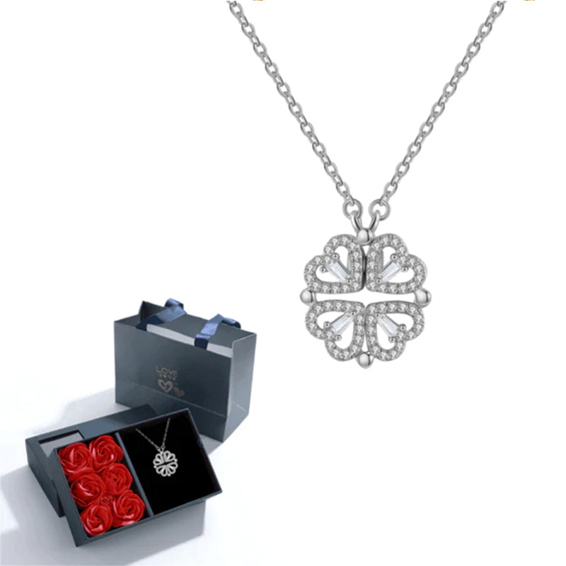 Heart Clover Necklace + Rose Box