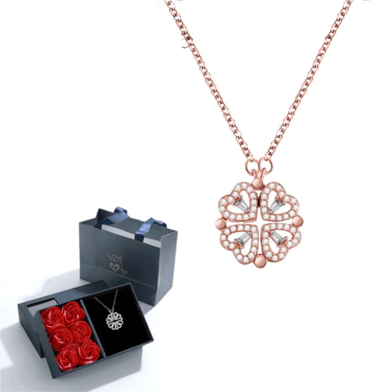 Heart Clover Necklace + Rose Box