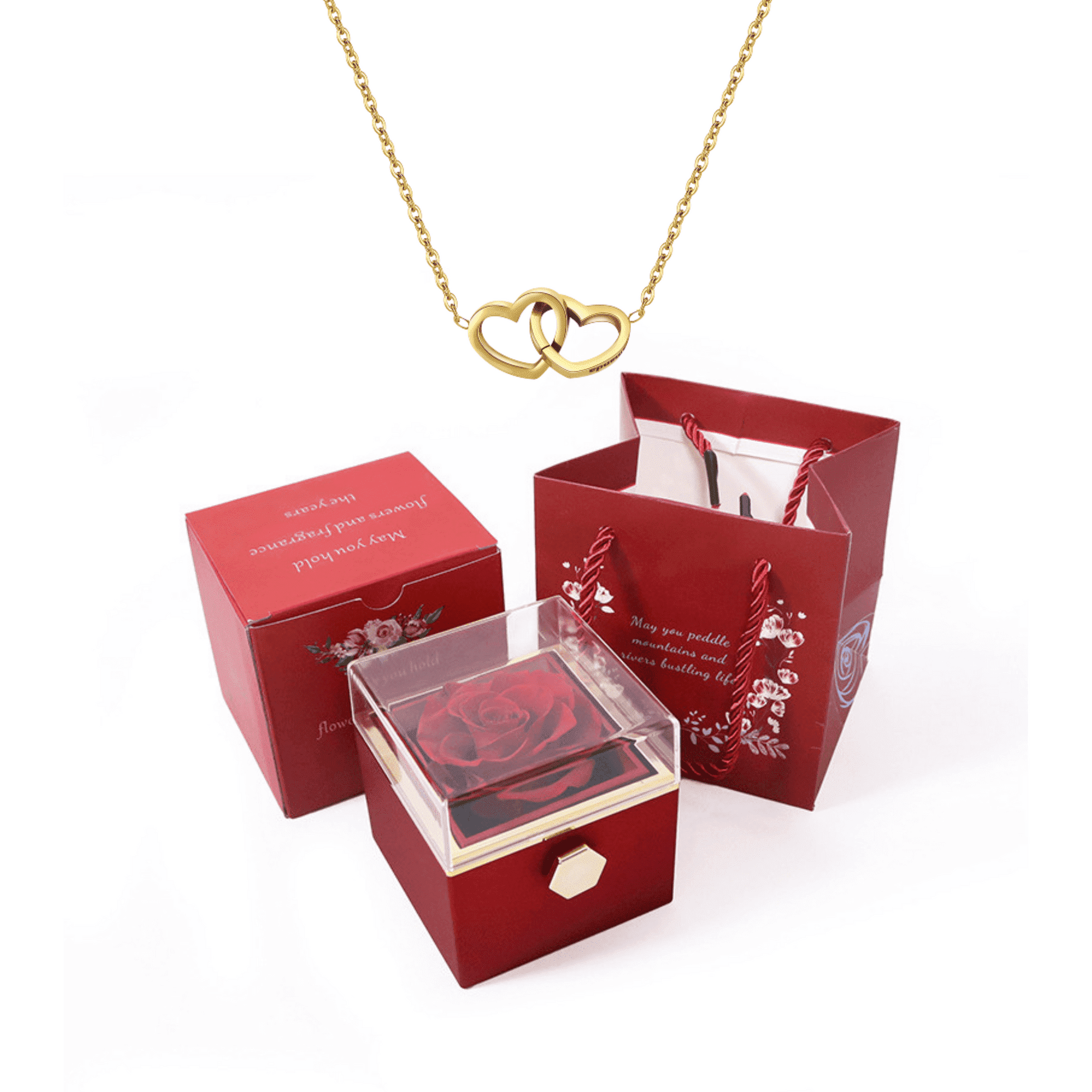 Engraved Necklace – With Real Rose – For My Love