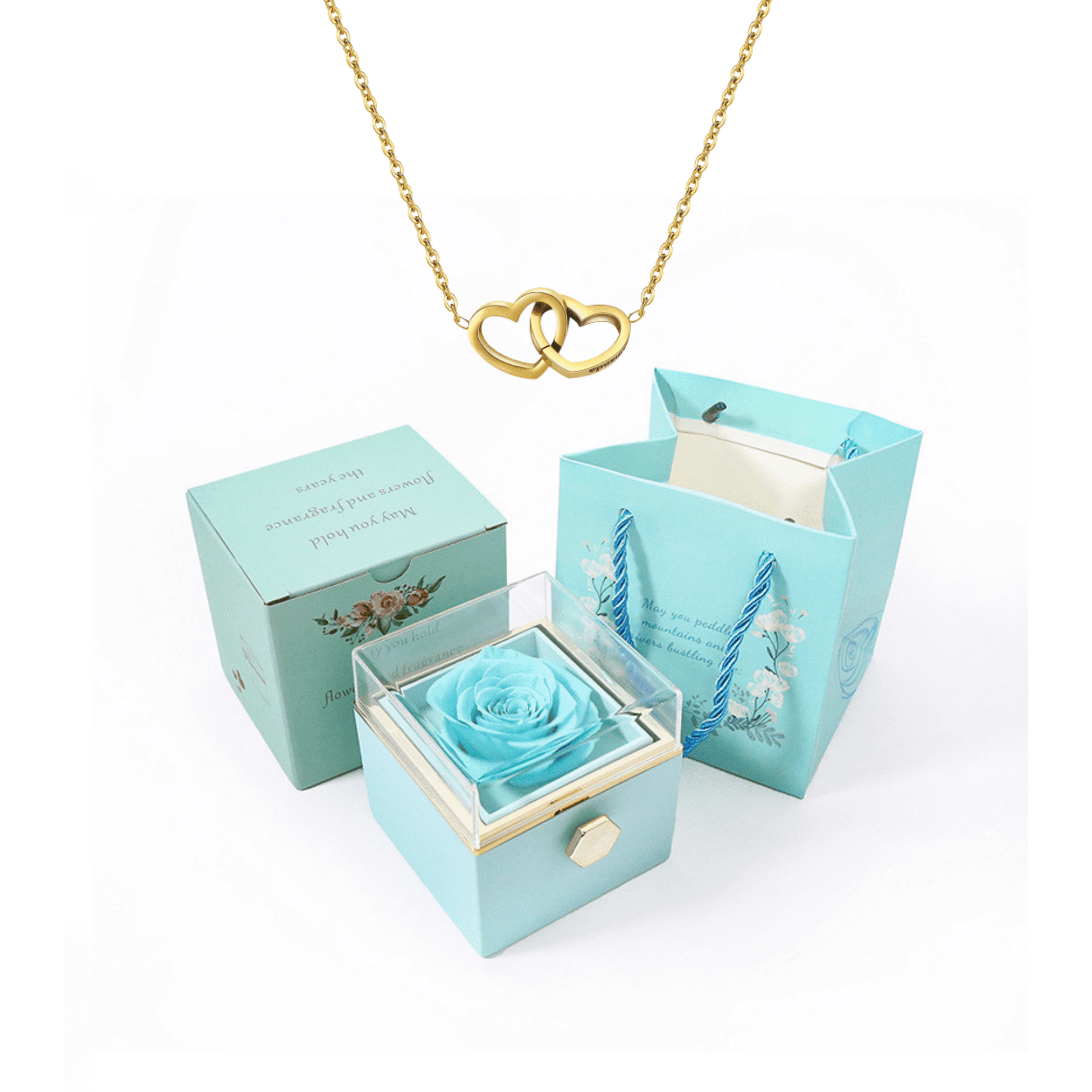 Engraved Necklace – With Real Rose – For My Love