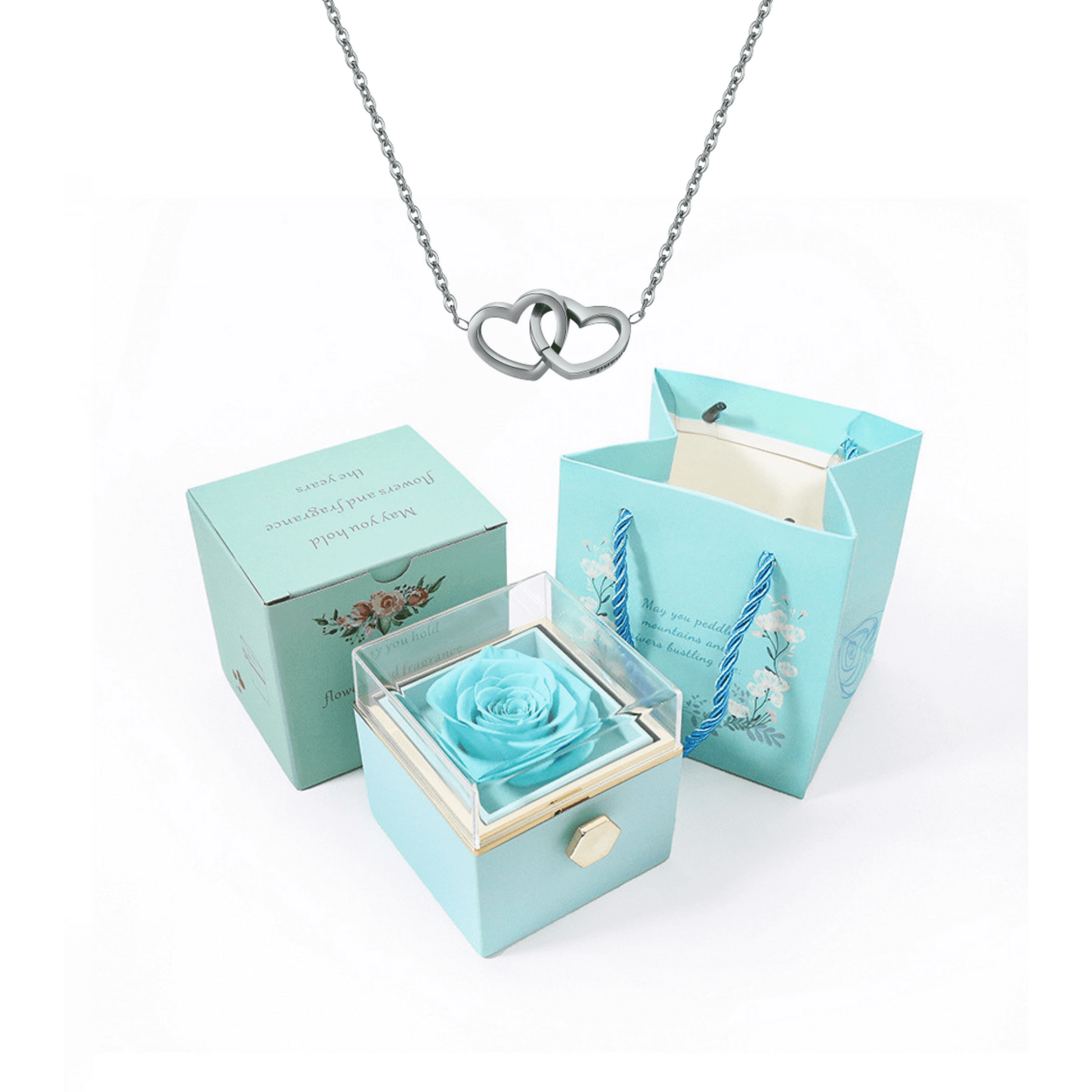 Engraved Necklace – With Real Rose – For My Love