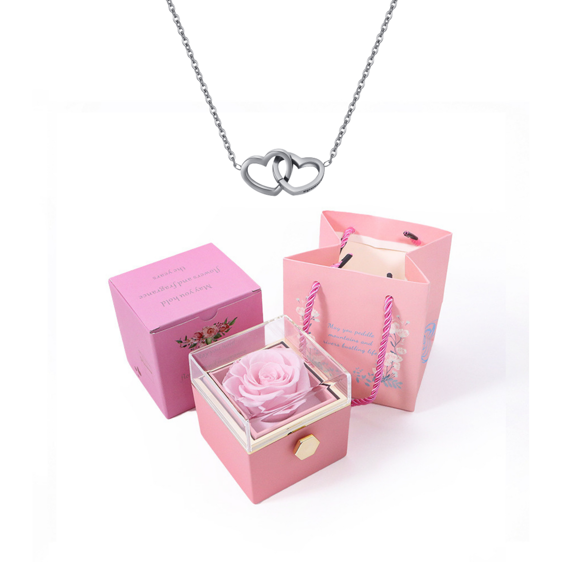 Engraved Necklace – With Real Rose – For My Love