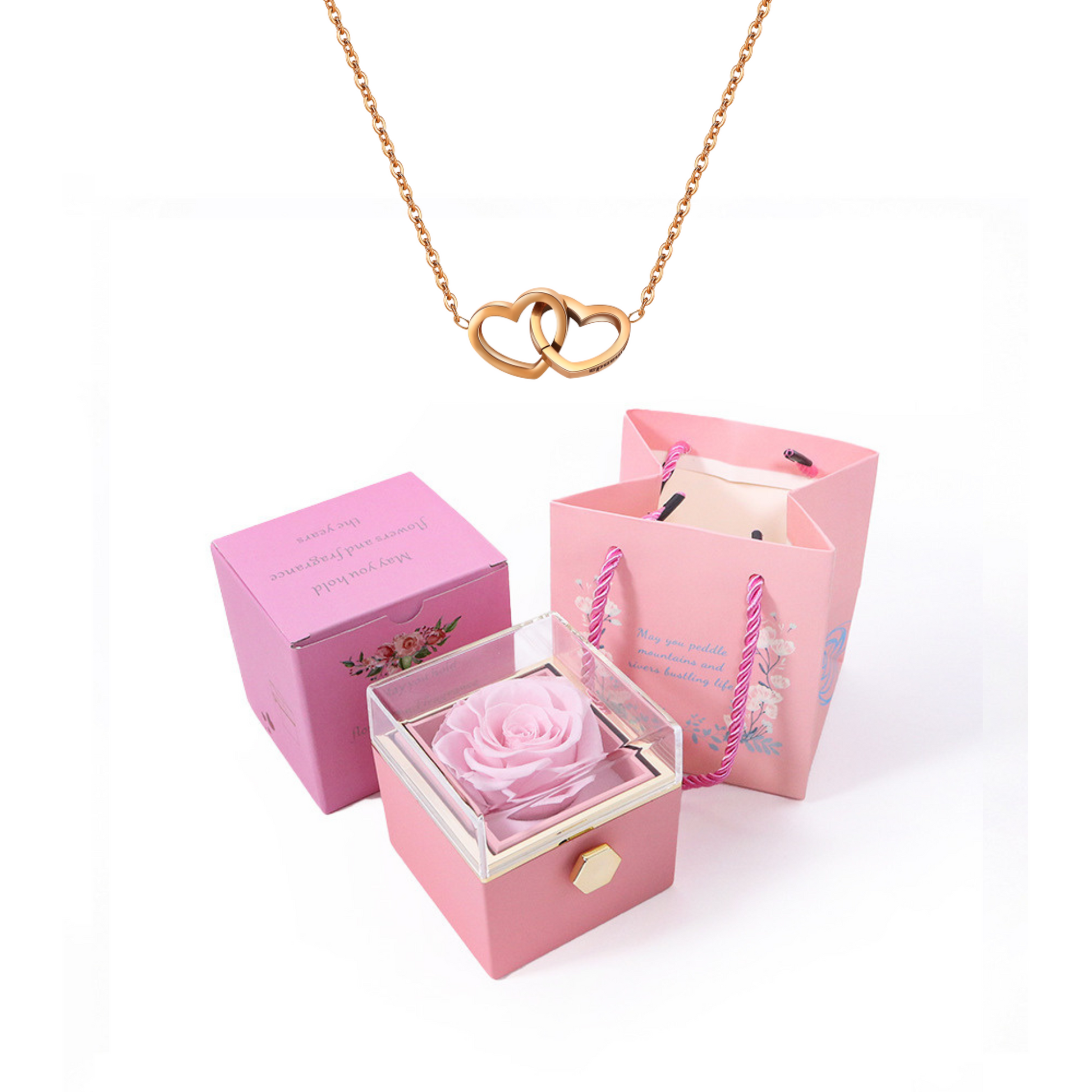 Engraved Necklace – With Real Rose – For My Love