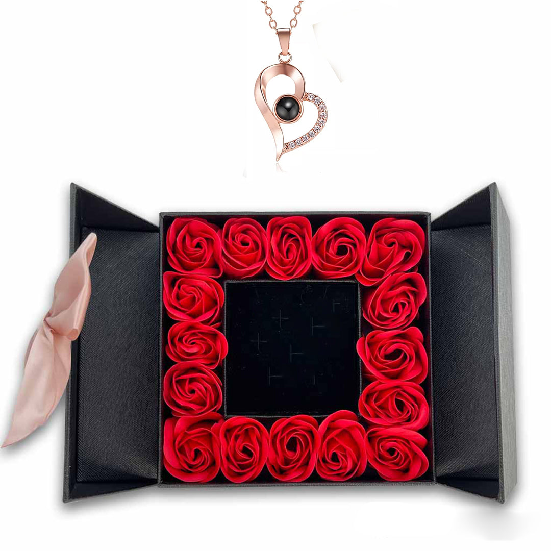 I Love You Necklace in 100 Languages + Gift Box – 925 Silver