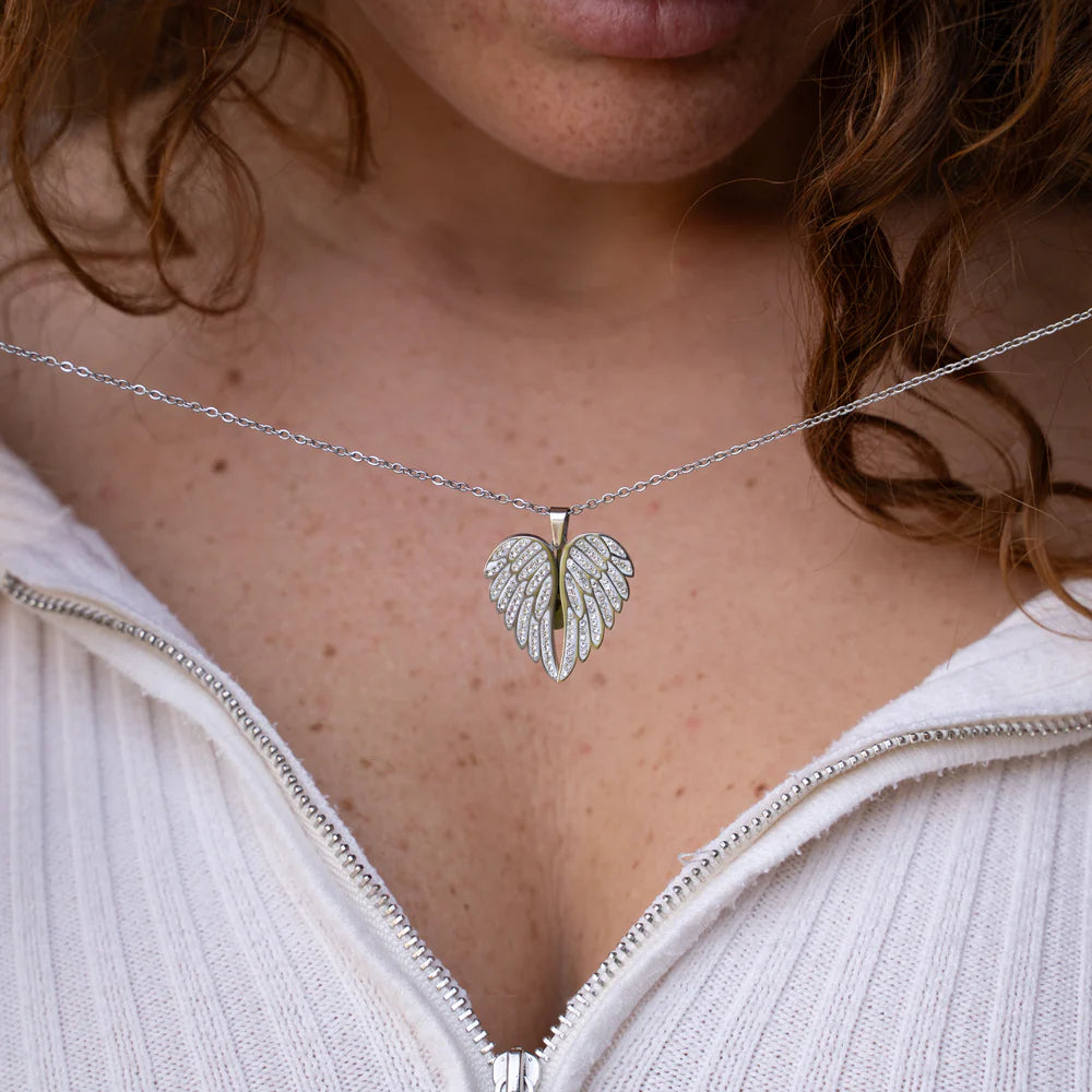 Personalized My Angel Necklace 925 Sterling Silver + Gift Box with 6 Roses