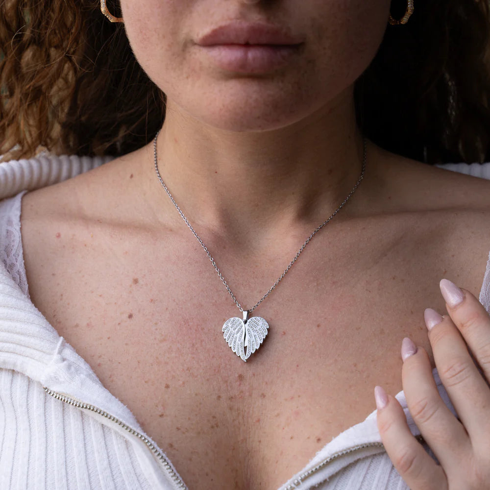 Personalized My Angel Necklace 925 Sterling Silver + Gift Box with 6 Roses