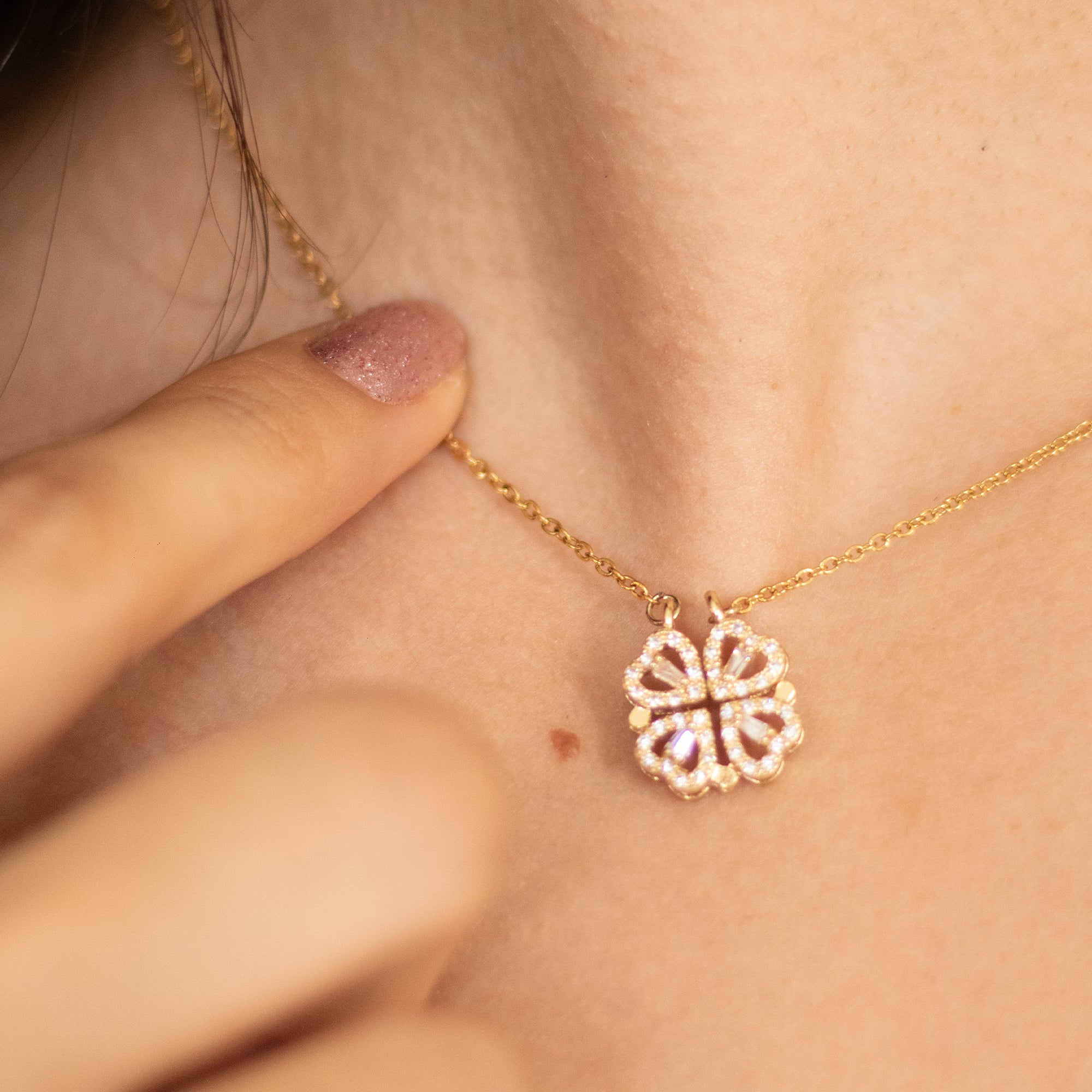 Heart Clover Necklace + Rose Box