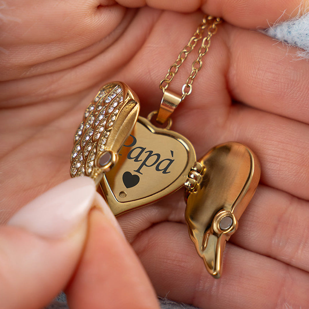 Personalized My Angel Necklace 925 Sterling Silver + Gift Box with 6 Roses