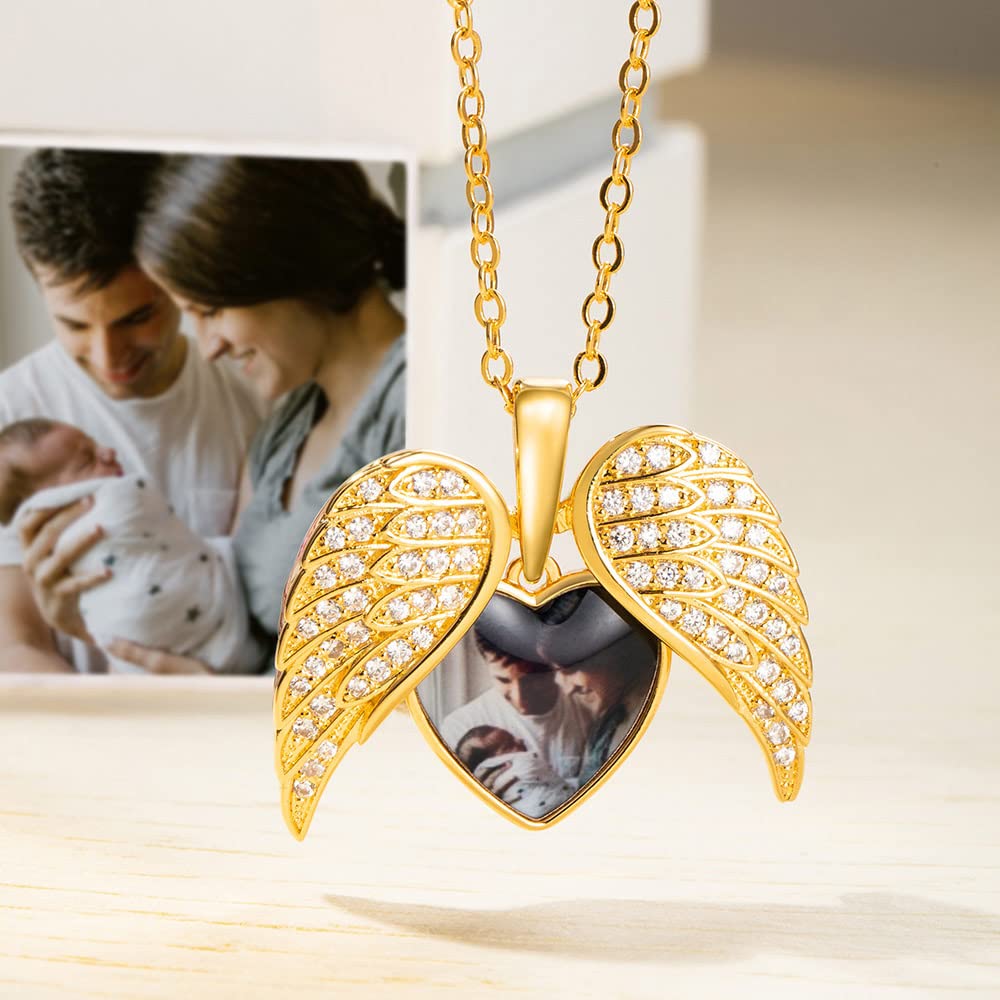 Personalized My Angel Necklace 925 Sterling Silver + Gift Box with 6 Roses