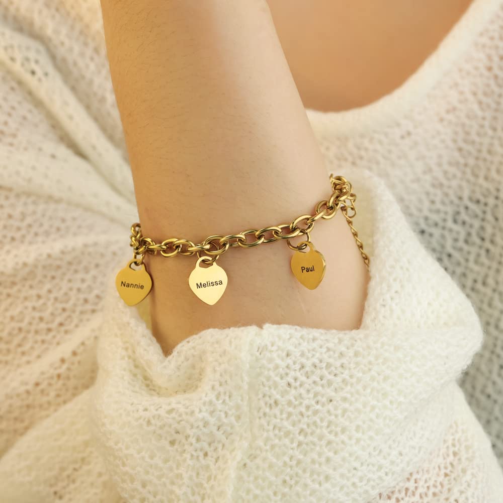 Personalized Heart Charm Bracelet