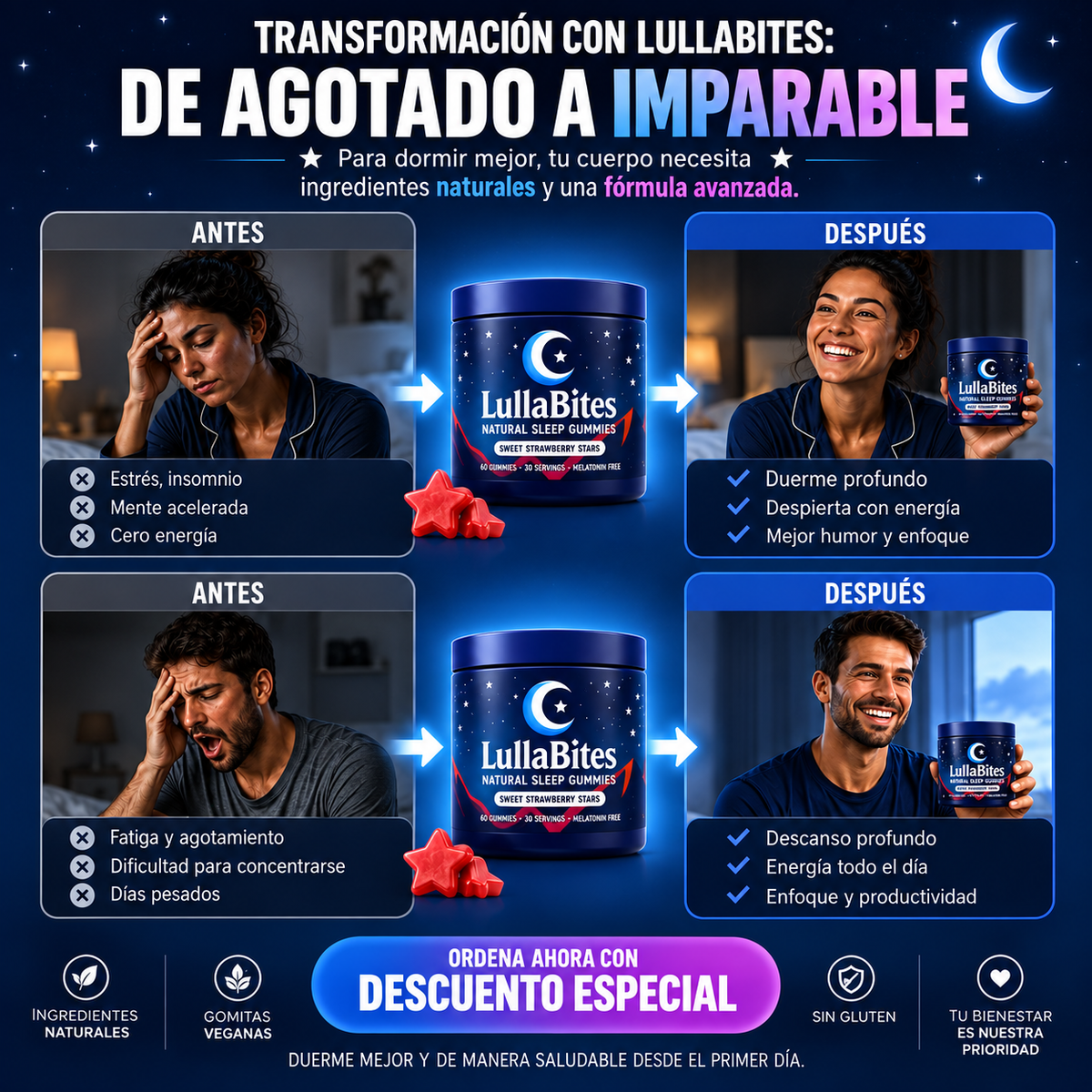 LullaBites · Gomitas para Dormir sin Melatonina