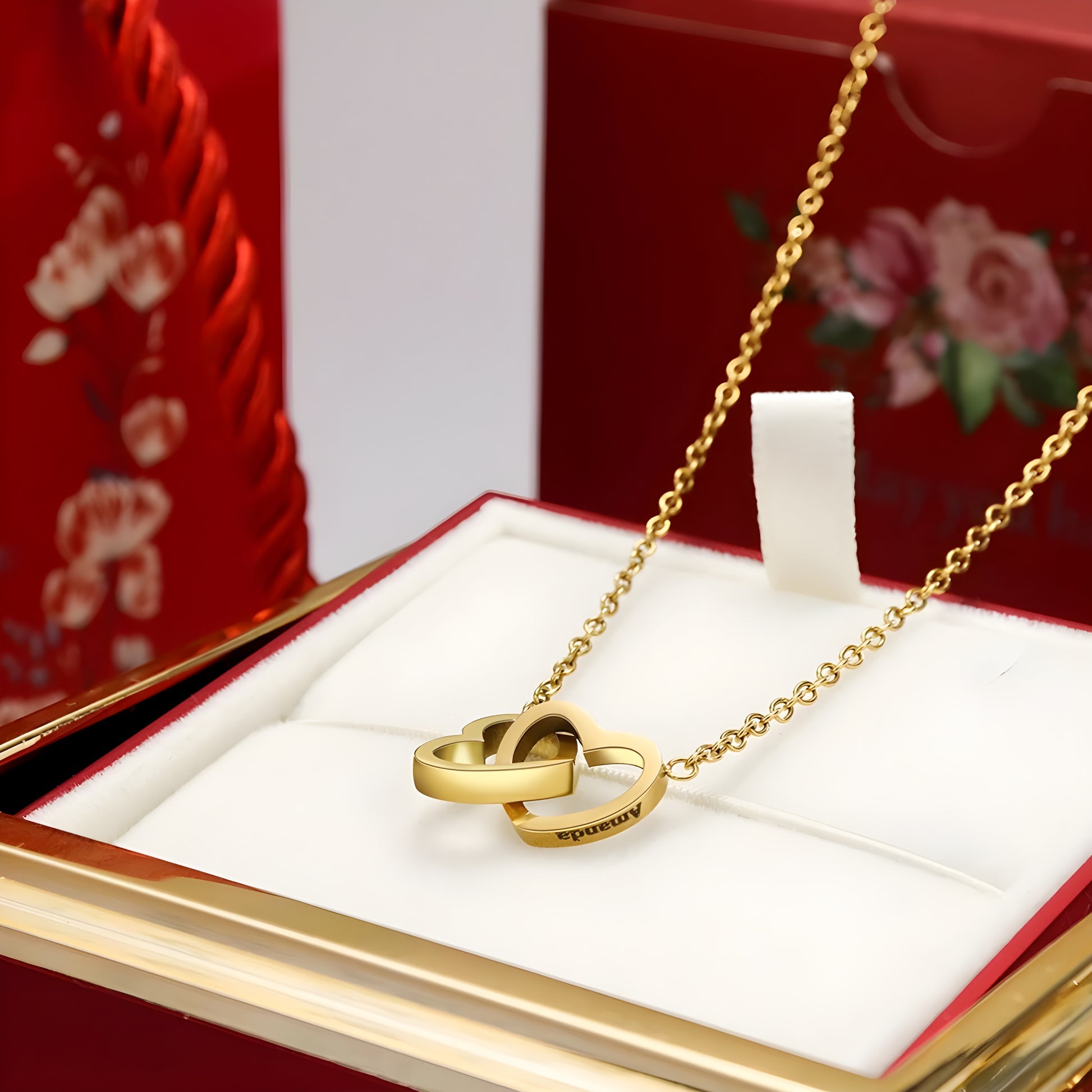 Engraved Necklace – With Real Rose – For My Love