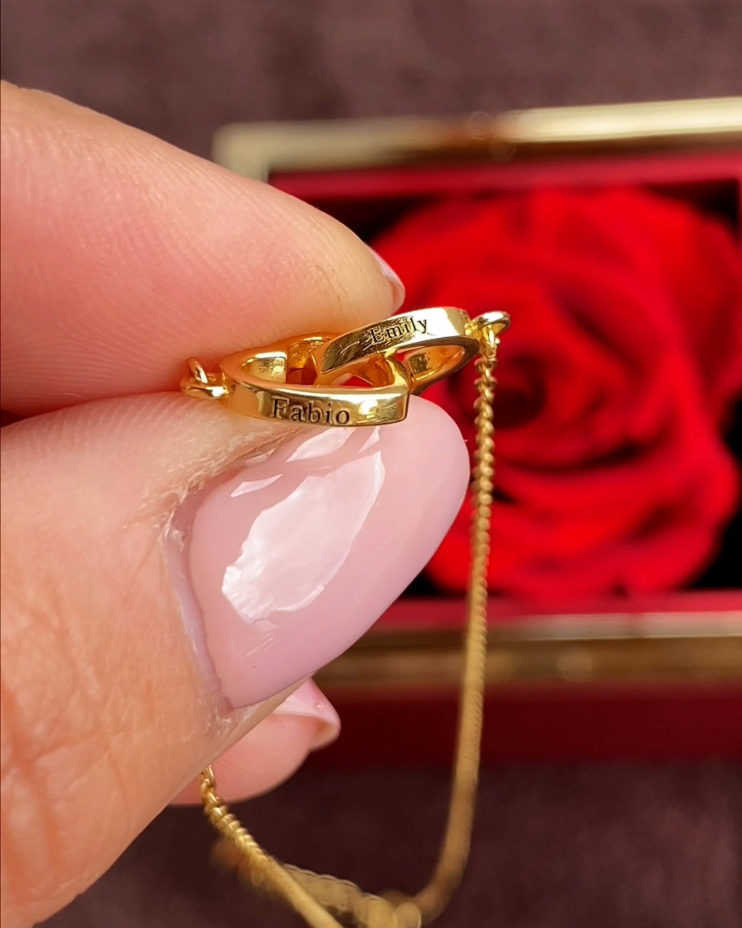 Engraved Necklace – With Real Rose – For My Love