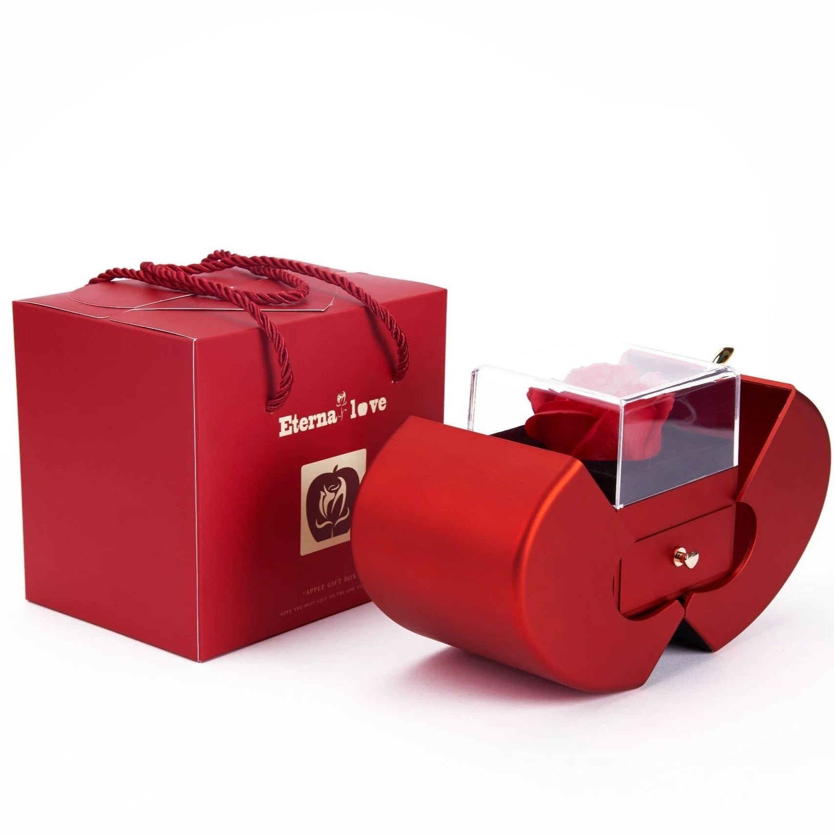 Heart Gift Box with Real Rose